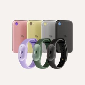 Amazon Bee Frontier AI wearables and Bee Eclipse magnetic phone attachments in multiple colors