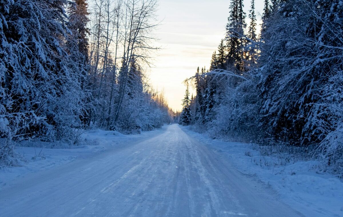 Snow-covered access road in Alaska's Arctic region affected by the EPA diesel waiver