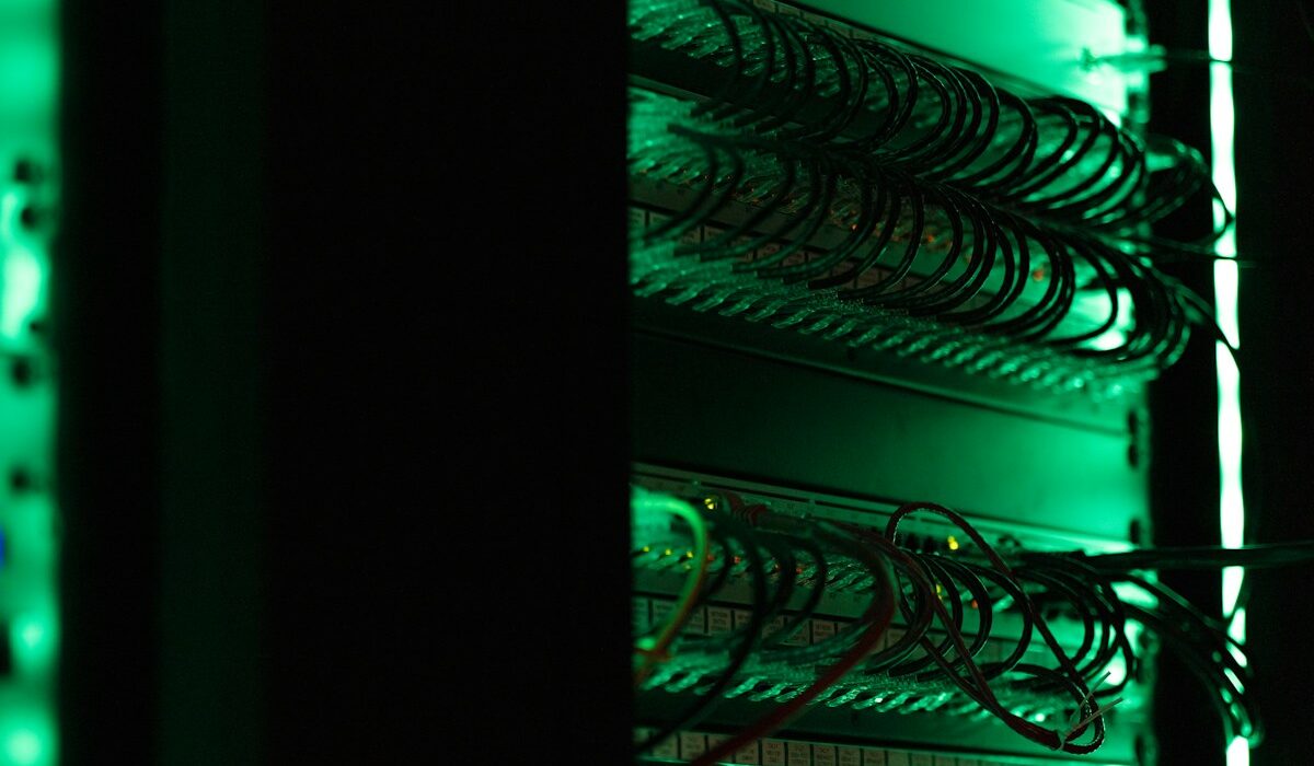 Server racks representing Atos cloud, cybersecurity and AI infrastructure