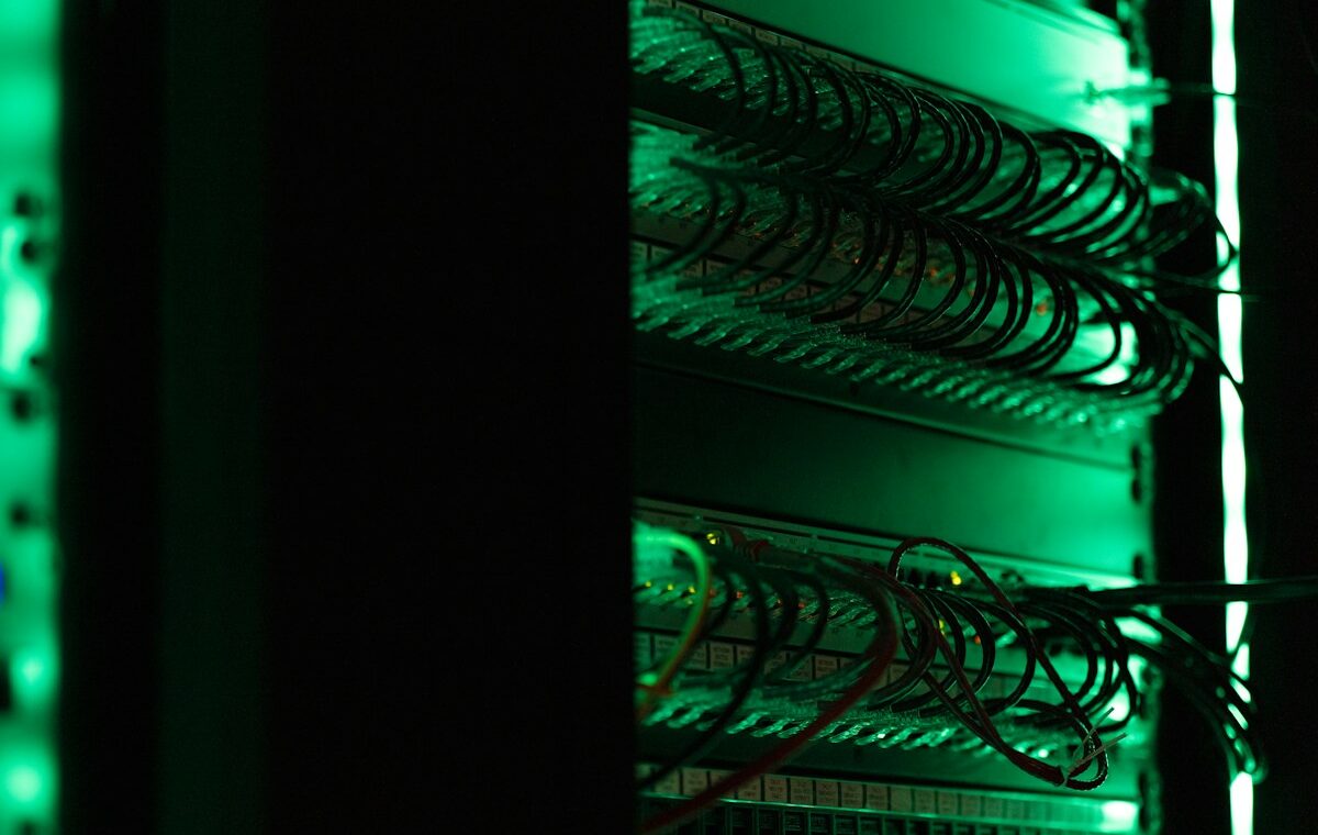 Server racks representing Atos cloud, cybersecurity and AI infrastructure