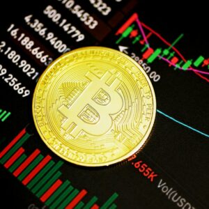 Bitcoin on a trading chart as Treasury yields reversed after the U.S. jobs report