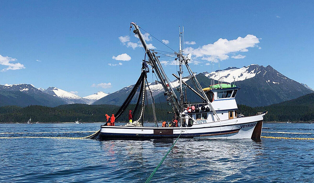 Commercial fishing vessel harvesting seafood in U.S. coastal waters