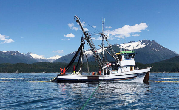 Commercial fishing vessel harvesting seafood in U.S. coastal waters