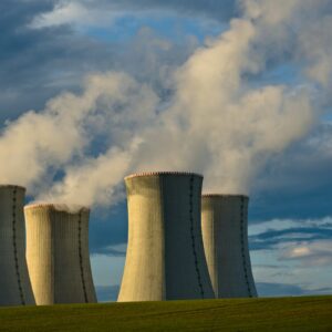 Nuclear power plant cooling towers representing the Google Constellation Energy agreement