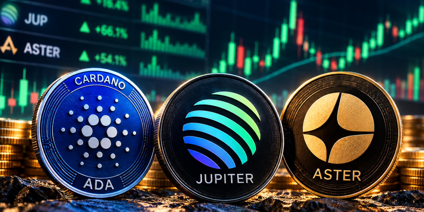 Cardano Jupiter and Aster crypto coins under $1 with unusual volume