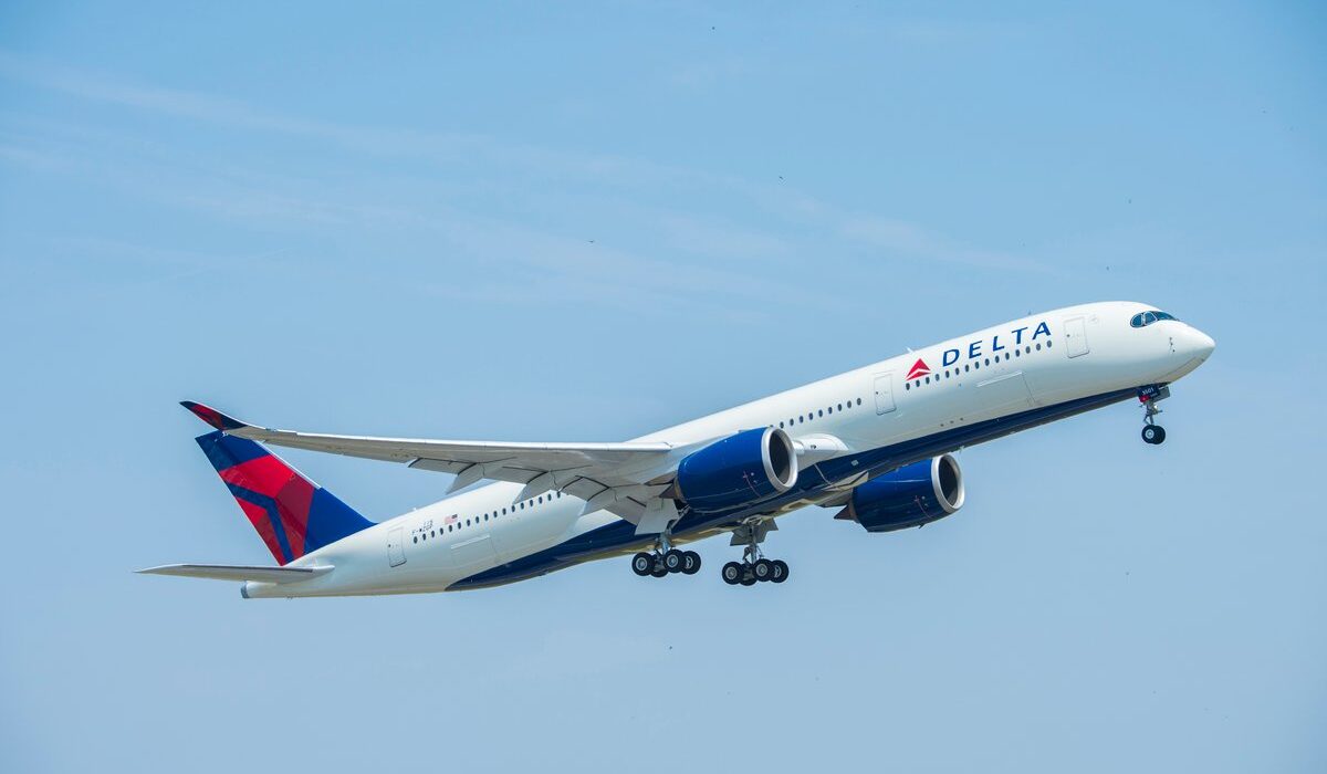 Delta Air Lines Airbus A350 aircraft in flight ahead of its earnings report