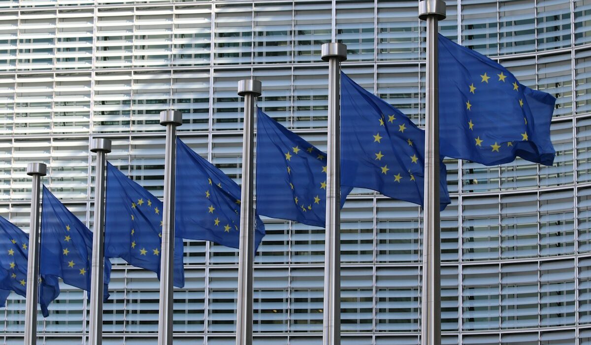 European Union flags representing euro-area repo and bond markets