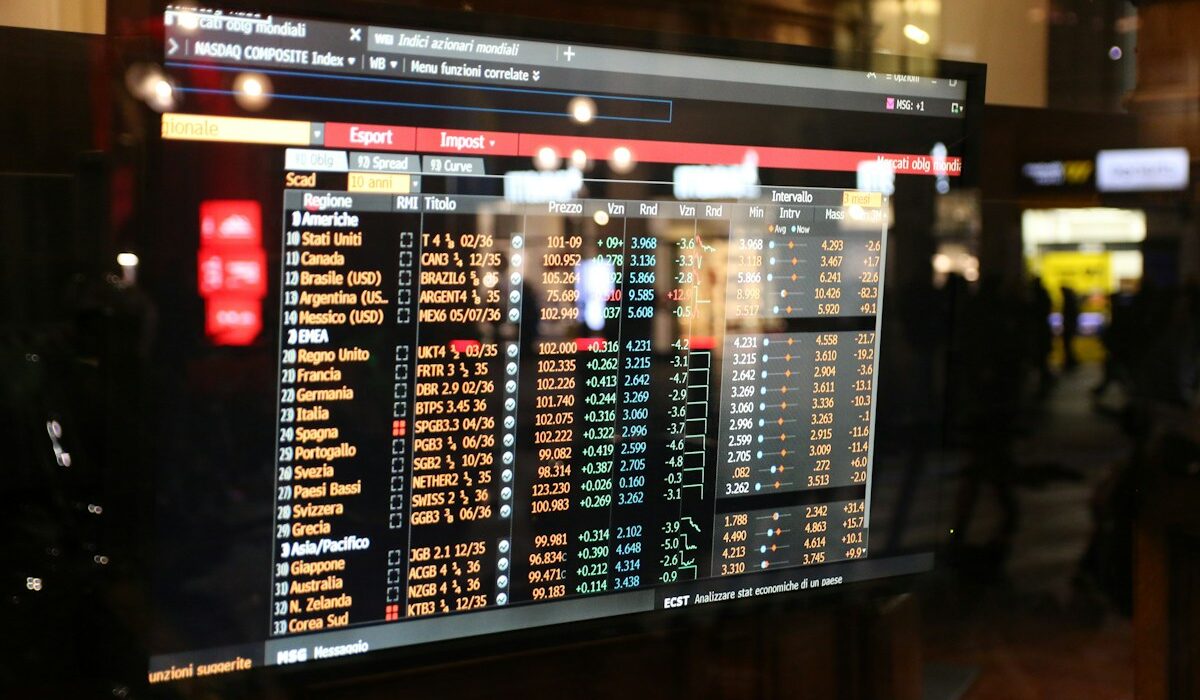 Financial market data displayed on a trading screen
