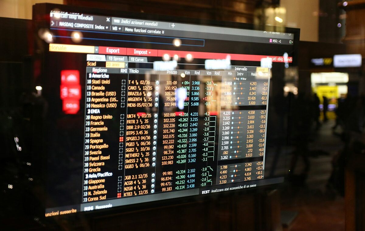 Financial market data displayed on a trading screen