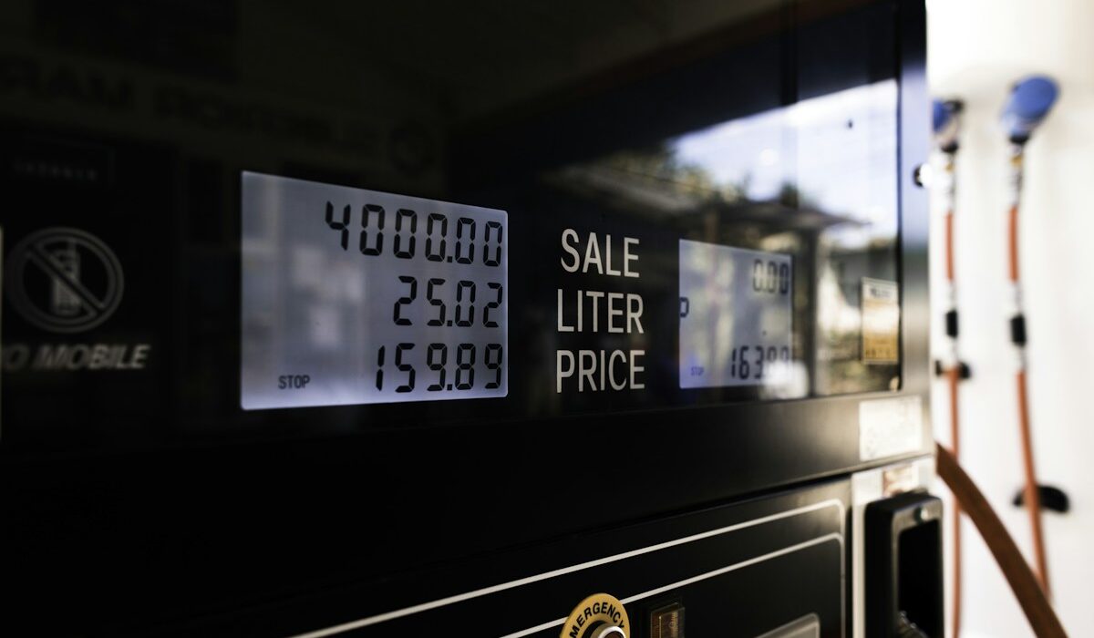 Gasoline pump price display at a fuel station