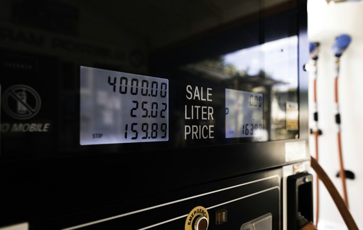 Gasoline pump price display at a fuel station