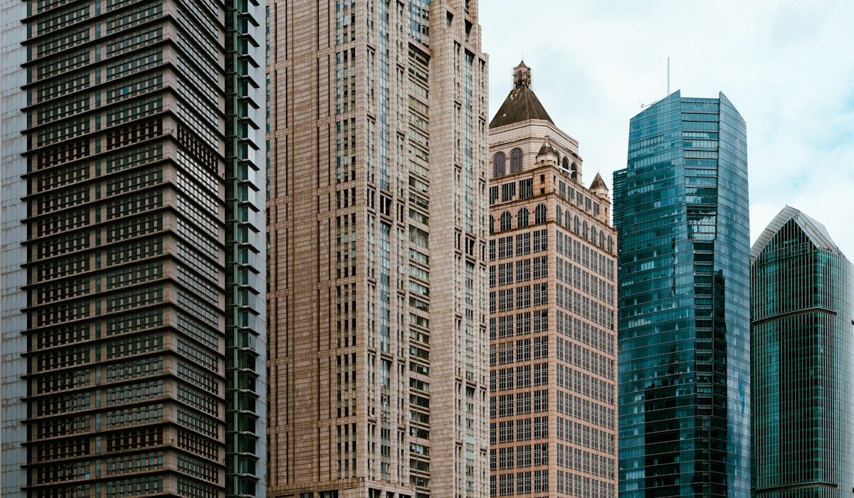 Modern banking skyscrapers representing global systemically important bank regulation
