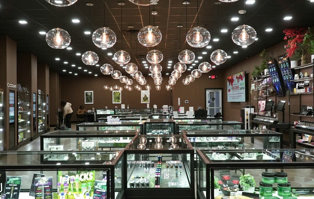 High Tide Chestermere acquisition represented by a cannabis retail interior