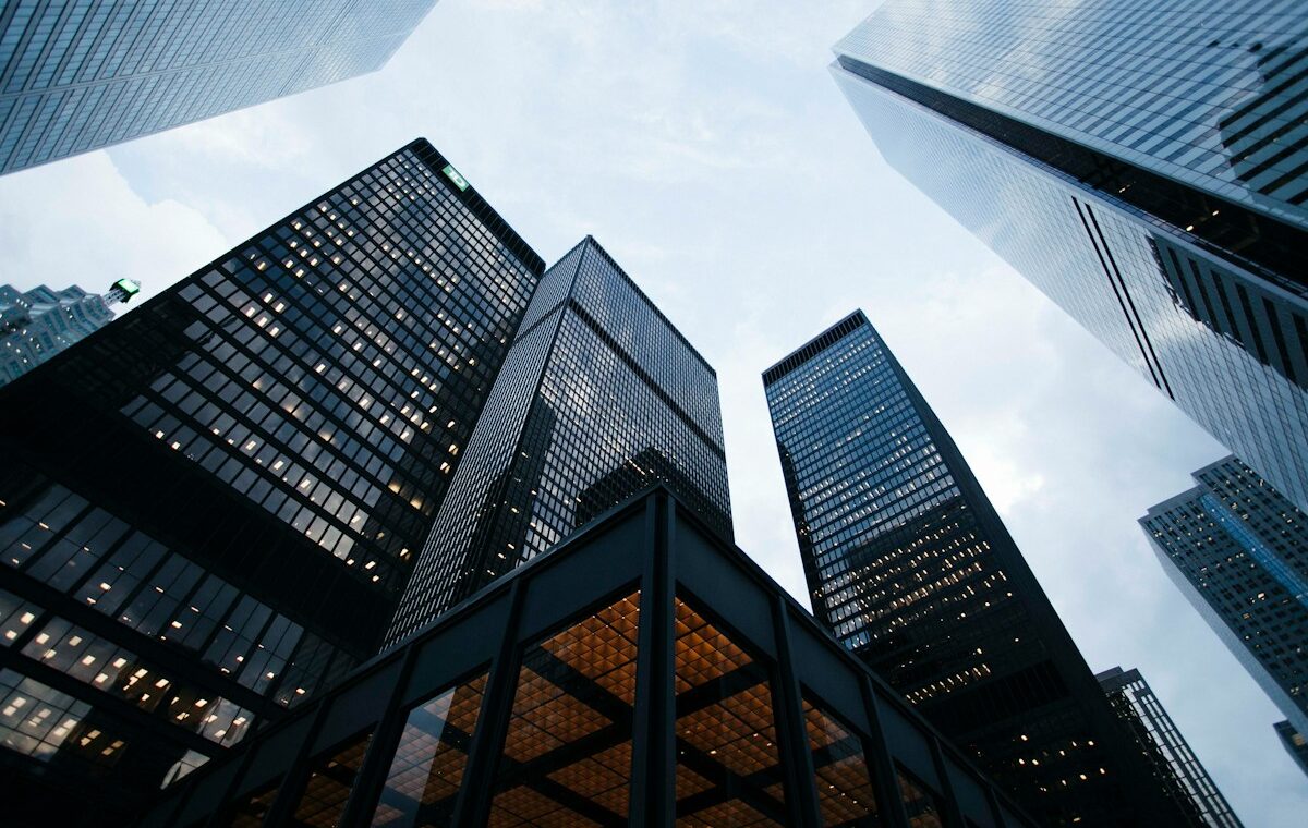 Corporate office towers illustrating market capitalization