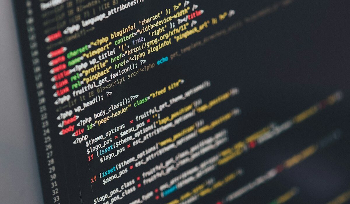 Software code displayed on a monitor representing the Node.js security update