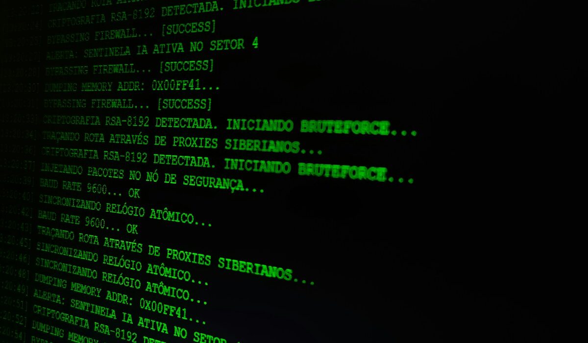 Green security code displayed on a dark computer screen