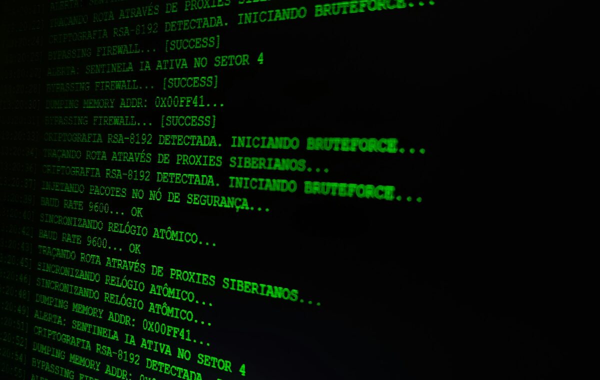 Green security code displayed on a dark computer screen
