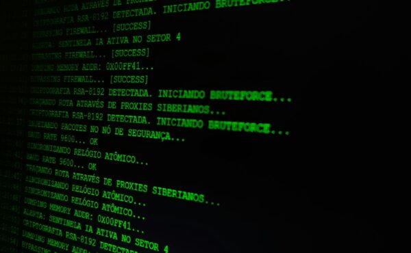 Green security code displayed on a dark computer screen