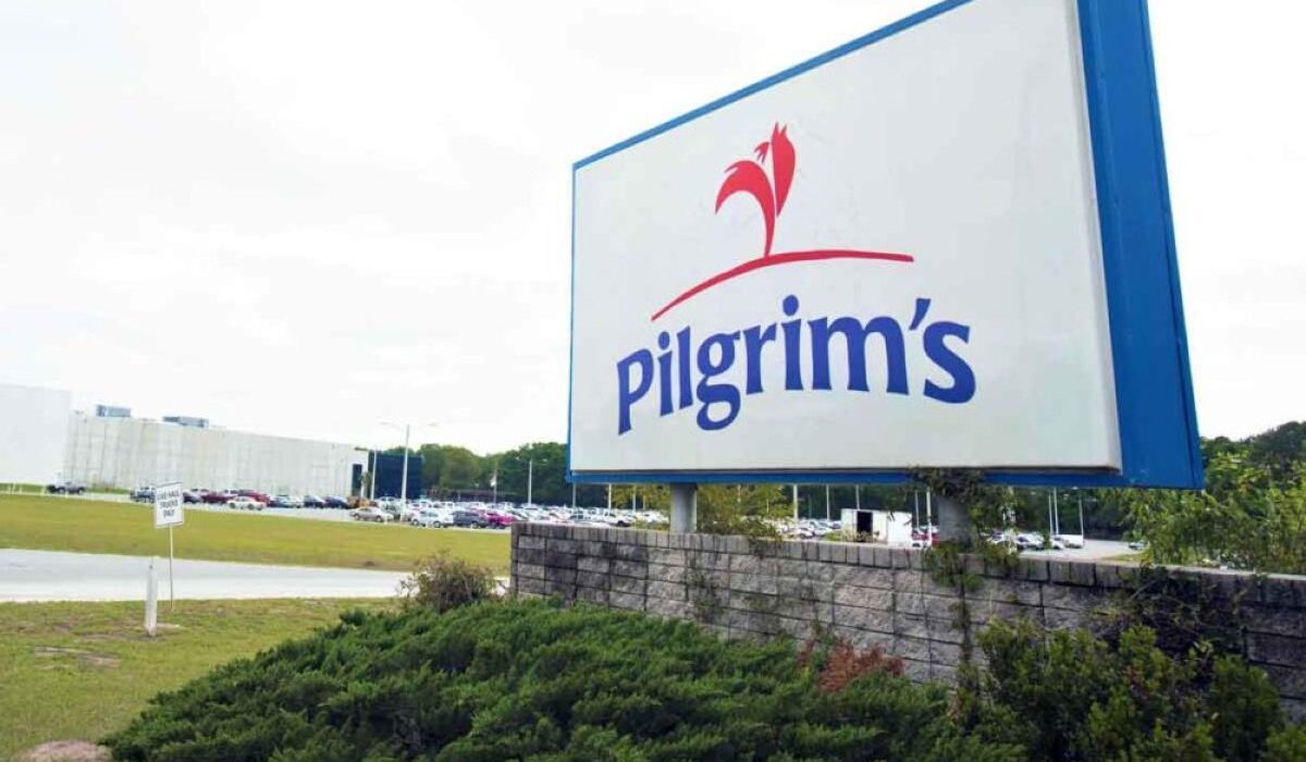 Pilgrim’s Pride sign outside a company poultry processing facility