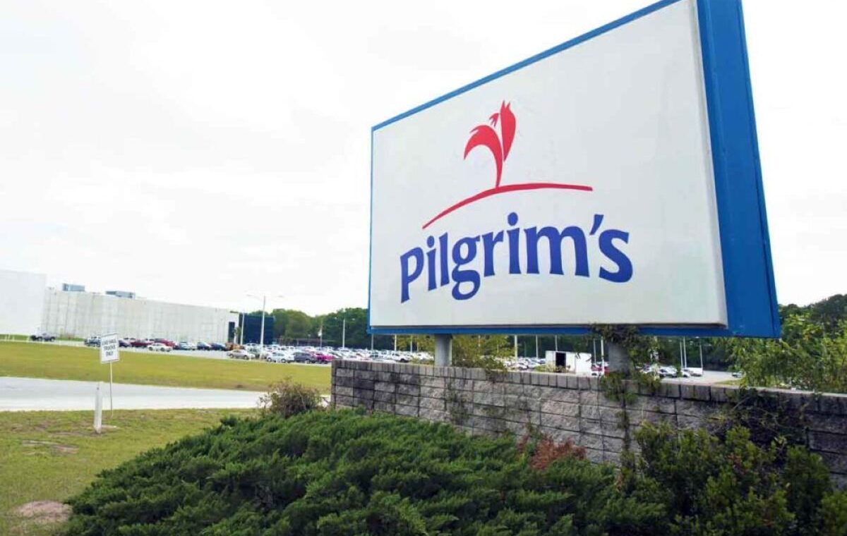 Pilgrim’s Pride sign outside a company poultry processing facility