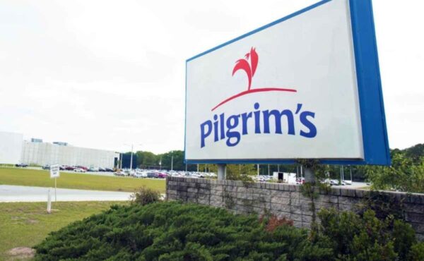 Pilgrim’s Pride sign outside a company poultry processing facility