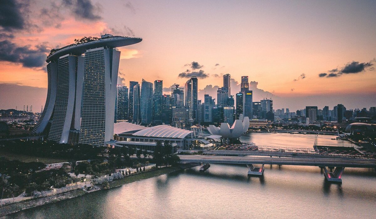 Singapore skyline at sunset, where Anthropic opened its new office