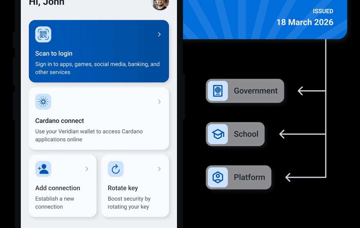 Veridian digital identity wallet interface connected to Cardano applications