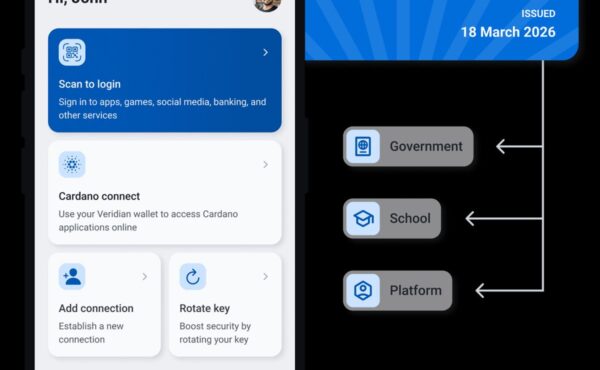 Veridian digital identity wallet interface connected to Cardano applications