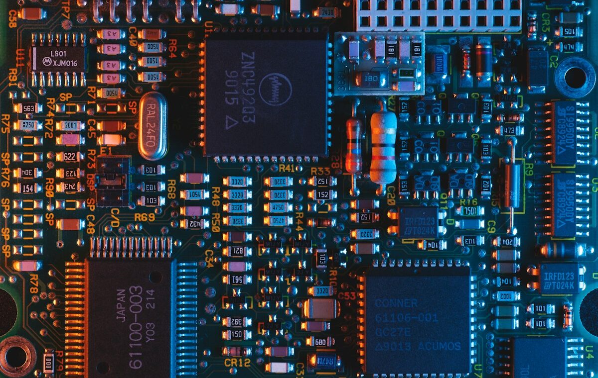Close-up circuit board representing the onsemi acquisition of Synaptics